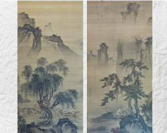 李白観瀑図・周茂叔愛蓮図 戴進筆