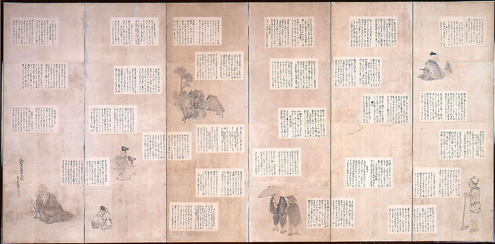 《蕪村自筆句稿貼交屏風 呉春画》（右隻）江戸時代中期(18世紀)山形県指定文化財展示期間：4／11〜5／7