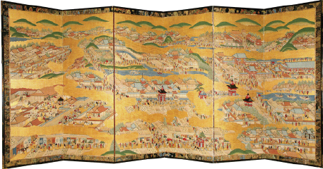 《洛中洛外図屏風》（右隻）　江戸時代後期旧青山本邸蔵