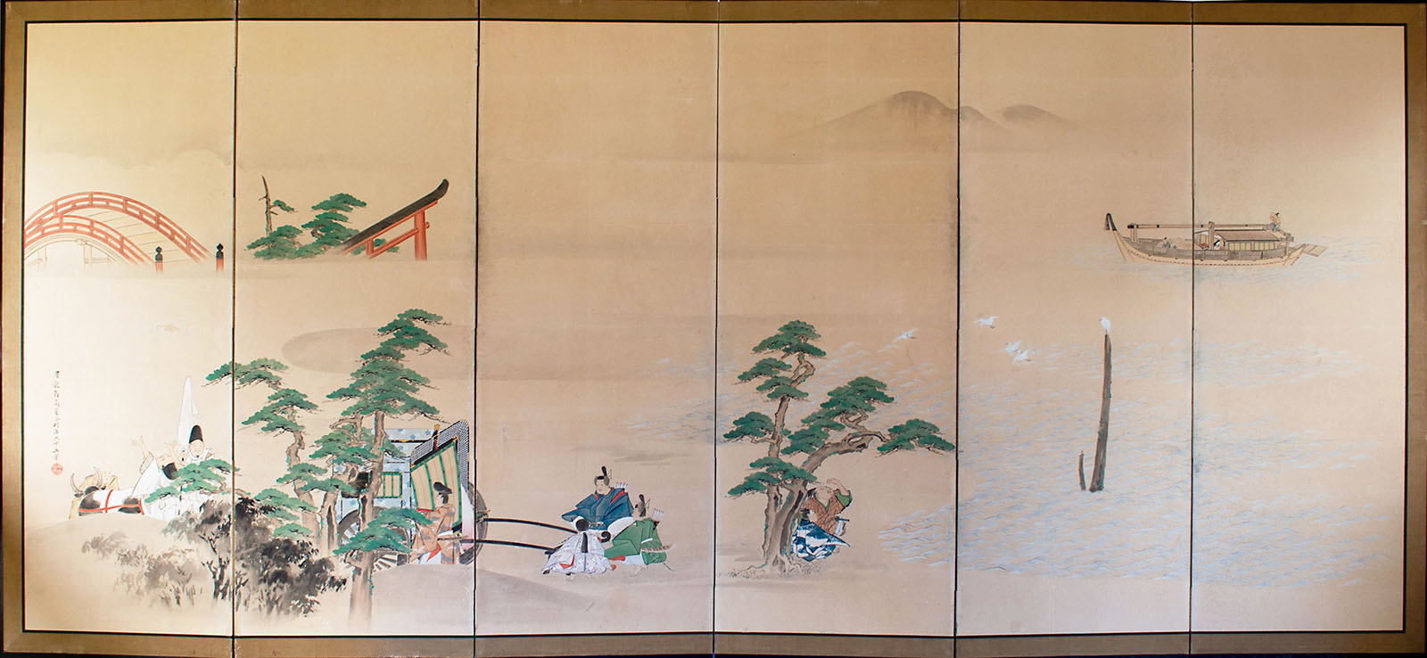 高嵩谷《須磨・住吉図屏風》 寛政6年(1794) 酒田市指定文化財   米沢藩からの贈り物