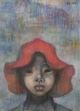 堀内規次　赤い帽子の少女　一番星画廊蔵