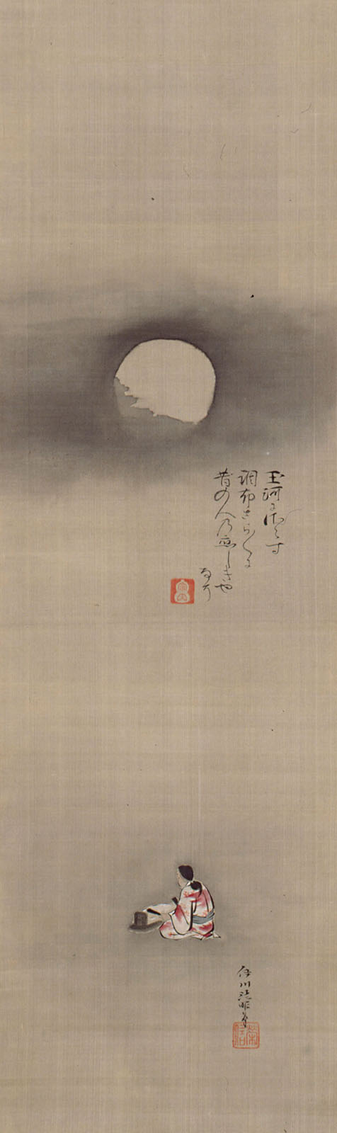 狩野栄信《月下擣衣図》　江戸時代後期(19世紀)　個人蔵