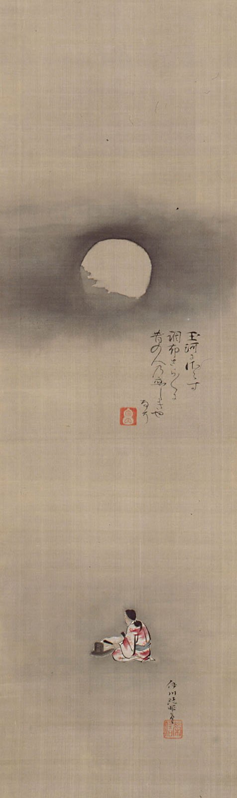 狩野栄信《月下擣衣図》　江戸時代後期(19世紀)　個人蔵