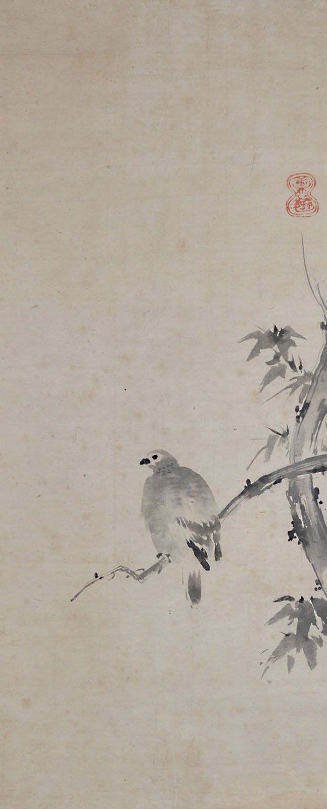 山田道安《枯木鳩図》戦国時代末期～桃山時代(16世紀)　酒田市指定文化財