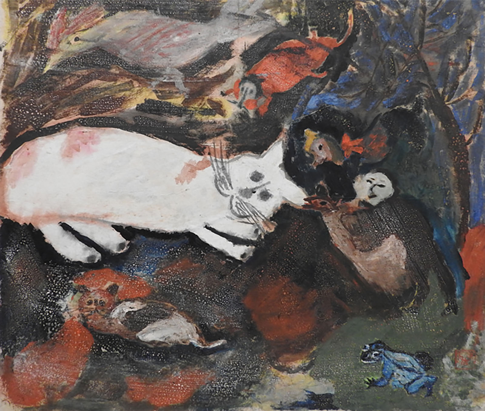 丸木スマ《白い猫》　昭和30年(1955)　丸木位里氏寄贈